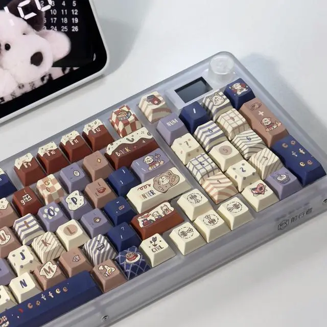 Alt view image 3 of 6 - Coffee Dog - PBT Keycaps Set Cherry Profile Cute Round Keycaps 131 Keys Custom Dye-Sublimation Keyboard Keycaps for 60% 65% 70% 75% 100% Cherry Gateron MX Switches Mechanical Keyboards (Keycaps Only)