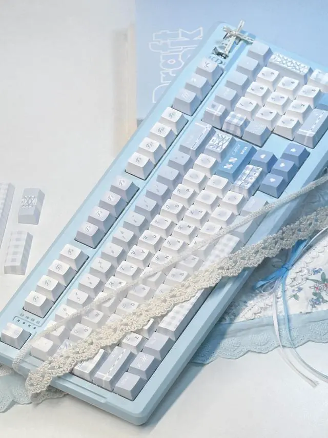 Alt view image 4 of 7 - Monsoon Movement Keycaps Set Cherry Profile Cute Round Keycaps 131 Keys Custom Dye-Sublimation Keyboard Keycaps for 60% 65% 70% 75% 100% Cherry Gateron MX Switches Mechanical Keyboards (Keycaps Only)