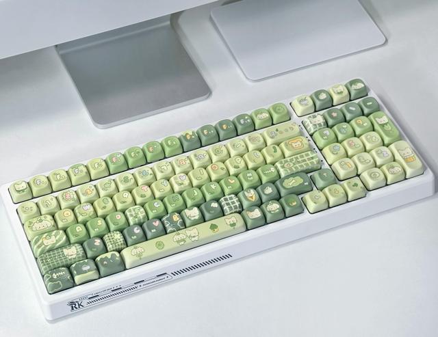 Alt view image 6 of 7 - Matcha Rabbit - PBT Keycaps Set XOA Profile Cute Round Keycaps 131 Keys Custom Dye-Sublimation Keyboard Keycaps for 60% 65% 70% 75% 100% Cherry Gateron MX Switches Mechanical Keyboards (Keycaps Only)