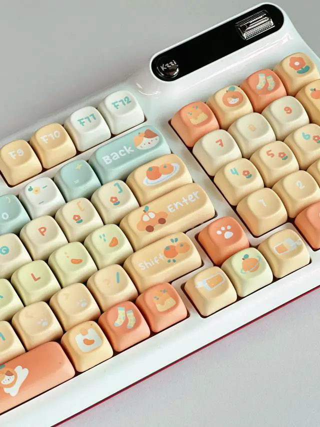 Alt view image 4 of 5 - Orange Soda - PBT Keycaps Set XOA Profile Cute Round Keycaps 131 Keys Custom Dye-Sublimation Keyboard Keycaps for 60% 65% 70% 75% 100% Cherry Gateron MX Switches Mechanical Keyboards (Keycaps Only)