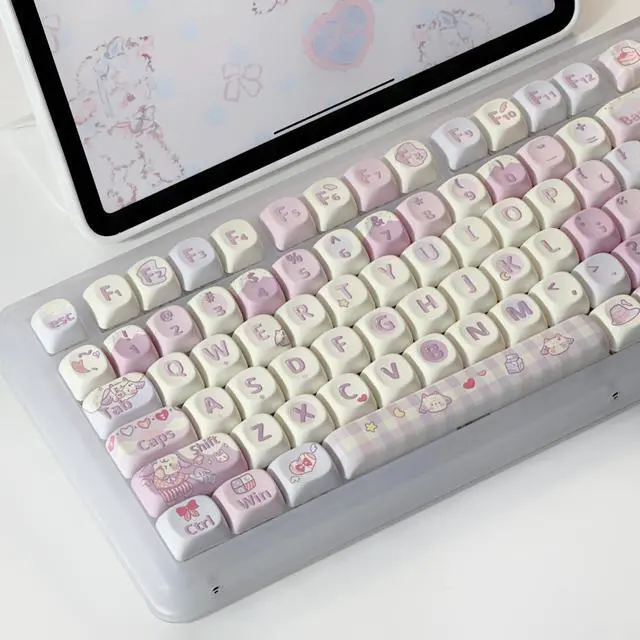 Main image of Purple Love - PBT Keycaps Set XOA Profile Cute Round Keycaps 131 Keys Custom Dye-Sublimation Keyboard Keycaps for 60% 65% 70% 75% 100% Cherry Gateron MX Switches Mechanical Keyboards (Keycaps Only)