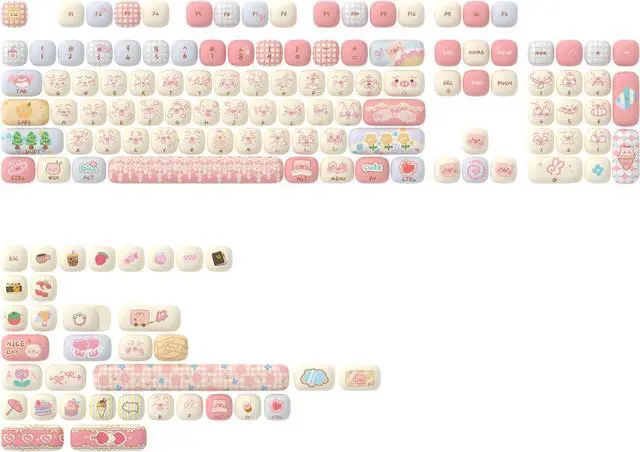 Main image of Piggy Party - PBT Keycaps Set XOG Profile Cute Round Keycaps 138 Keys Custom Dye-Sublimation Keyboard Keycaps for 60% 65% 70% 75% 100% Cherry Gateron MX Switches Mechanical Keyboards (Keycaps Only)