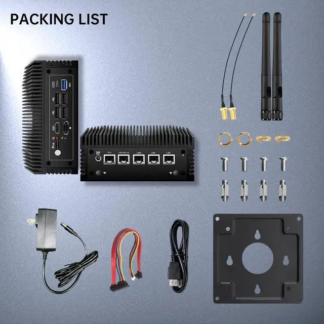 Alt view image 7 of 7 - Fanless N100 Industrial Mini PC Micro Firewall Appliance, 4 * 2.5Gbe i225 LAN Ports POE in Mini Computer 8GB DDR4 RAM 128GB SATA SSD, USB-C/5*USB/SIM Slot/HD+DP/Home Network Pfsense Router