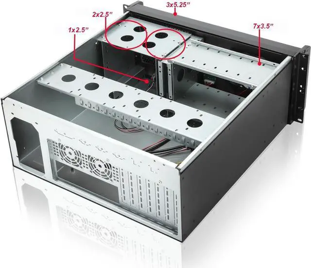Alt view image 4 of 6 - 4U Rackmount Server Chassis with 3x5.25 Front Bays+7x3.5 +3x2.5 Drive Bays