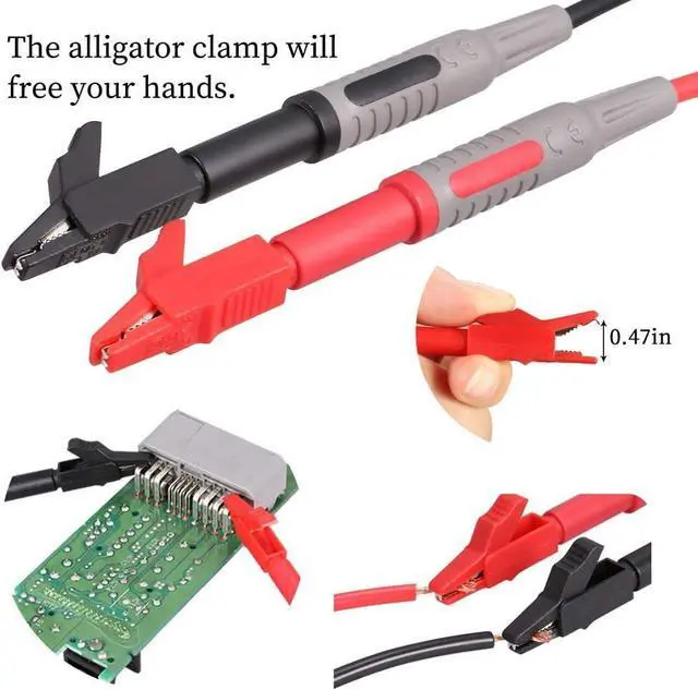 Alt view image 5 of 6 - 25-Piece Multimeter Leads Kit, Professional and Upgraded Test Leads Set with Replaceable Gold-Plated Multimeter Probes, Alligator Clips, Test Hooks and Back Probe Pins.