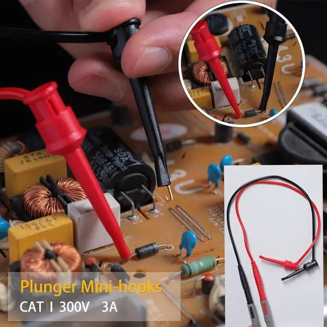 Alt view image 5 of 7 - 18Pcs Soft Silicone Electrician Test Leads Kit CAT III 1000V & CAT IV 600V with Alligator Clips and Needle Probe,5 colors Jumper Wires and Back Probe Pins for Multimeter Electronic Clamp Meter