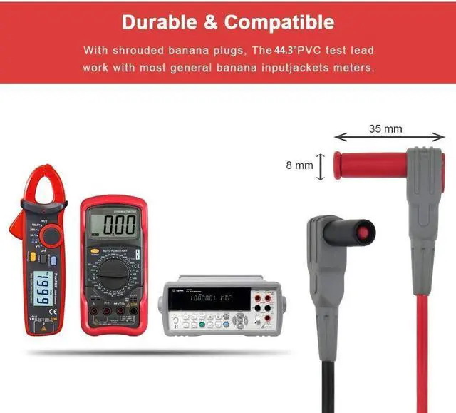 Alt view image 7 of 7 - 18Pcs Soft Silicone Electrician Test Leads Kit CAT III 1000V & CAT IV 600V with Alligator Clips and Needle Probe,5 colors Jumper Wires and Back Probe Pins for Multimeter Electronic Clamp Meter