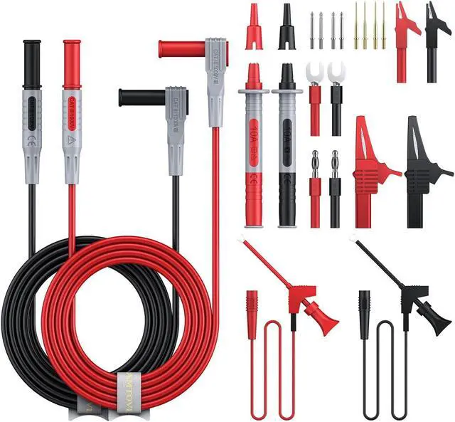 Main image of Multi Test Leads Kit - 24-in-1 Electrical Multimeter Test Lead with Alligator Clips, Test Probe, Spring Grabber,Banana Plug - Volt Meter Leads for Voltage Circuit Tester