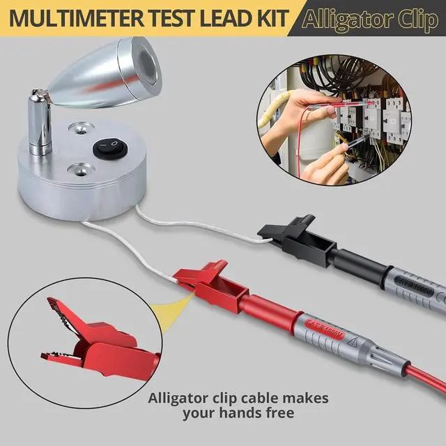 Alt view image 5 of 7 - Multi Test Leads Kit - 24-in-1 Electrical Multimeter Test Lead with Alligator Clips, Test Probe, Spring Grabber,Banana Plug - Volt Meter Leads for Voltage Circuit Tester
