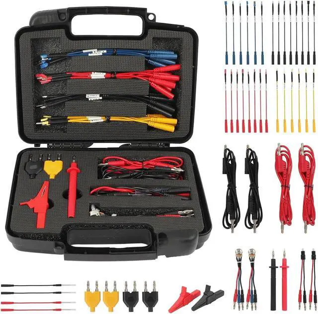 Main image of 48PCS Silicone Multimeter Test Leads Kit with Replaceable Wire Piercing Probes,Alligator Clips,32A/1000V Test Hook Clips,Banana Plug Connectors,Jumpers,Test Tweezer