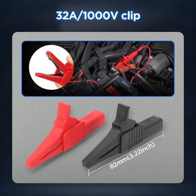 Alt view image 5 of 7 - 48PCS Silicone Multimeter Test Leads Kit with Replaceable Wire Piercing Probes,Alligator Clips,32A/1000V Test Hook Clips,Banana Plug Connectors,Jumpers,Test Tweezer