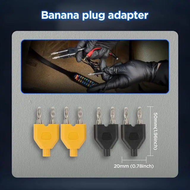 Alt view image 6 of 7 - 48PCS Silicone Multimeter Test Leads Kit with Replaceable Wire Piercing Probes,Alligator Clips,32A/1000V Test Hook Clips,Banana Plug Connectors,Jumpers,Test Tweezer