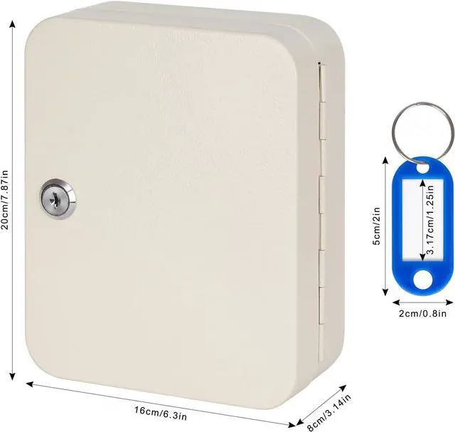 Alt view image 2 of 7 - Key Cabinet Wall Mount, Locking Key Organizer, Key Storage Lock Box with Key, Key Management with 20 Key Hooks & Tags Key Lab,7.87" x 6.29" x 3.14" (Beige, 20 Key)