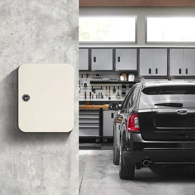 Alt view image 7 of 7 - Key Cabinet Wall Mount, Locking Key Organizer, Key Storage Lock Box with Key, Key Management with 20 Key Hooks & Tags Key Lab,7.87" x 6.29" x 3.14" (Beige, 20 Key)