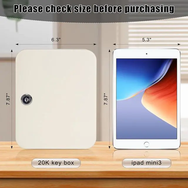 Alt view image 3 of 7 - Key Cabinet Wall Mount, Locking Key Organizer, Key Storage Lock Box with Key, Key Management with 20 Key Hooks & Tags Key Lab,7.87" x 6.29" x 3.14" (Beige, 20 Key)