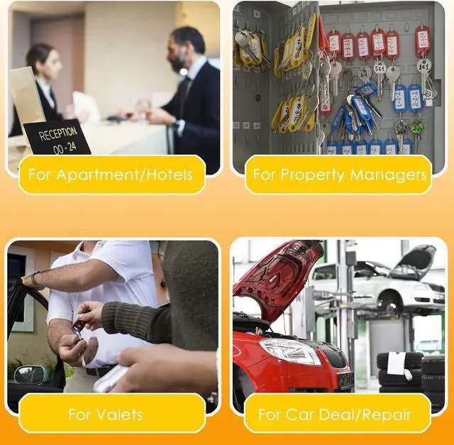 Alt view image 6 of 6 - Key Box Wall Mount 200 Position Metal Locking Key Cabinet Organizer with Key Tags Key Safe Security Storage Lockbox Holder for Valets, Hotels, Car and House Keys, Key Keeper Box - Black