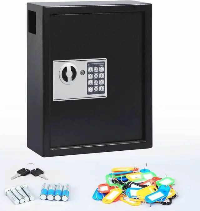 Alt view image 5 of 7 - Electronic 40 Keys Cabinet Wall Mount,Digital Key Safe Lock Box,Large Security Lockbox for House Key,Heavy Duty Combination Lock Storage,14.37'' X 11.8'' X3.93'' (Black,40 Keys)