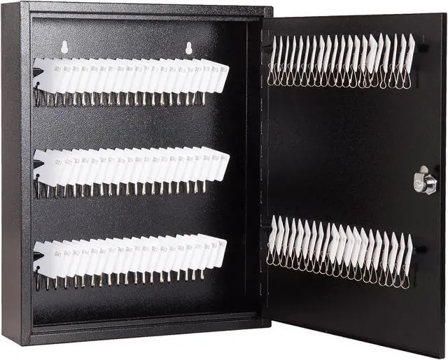 Main image of Key Box Wall Mount 100 Position Metal Valet Key Cabinet Lock Box with Key Tags, Key Holder Lockbox Key Organizer Safe Storage Locker Box, Black, 14" x 3.15" x 17.13"