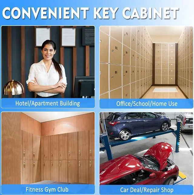 Alt view image 6 of 6 - Key Box Wall Mount 100 Position Metal Valet Key Cabinet Lock Box with Key Tags, Key Holder Lockbox Key Organizer Safe Storage Locker Box, Black, 14" x 3.15" x 17.13"