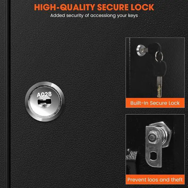 Alt view image 7 of 7 - 150 Keys Cabinet Organizer Wall Mount, Heavy Duty Key Lock Box with Key Hooks & 150 Tags Key Labels, Security Lockbox for Valets, Hotels, Car, Office Key Management & Storage