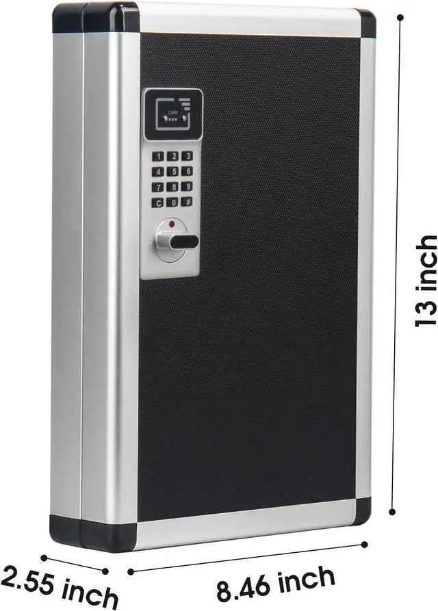 Alt view image 2 of 7 - Key Organizer Lock Box with Combination Lock, Key Box Wall Mount with Code Lock and Key Tag for House Keys Outdoor Key Cabinet (Black, 24 Slots) 8.46 * 2.55 * 13 Inch