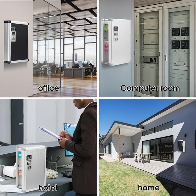 Alt view image 7 of 7 - Key Organizer Lock Box with Combination Lock, Key Box Wall Mount with Code Lock and Key Tag for House Keys Outdoor Key Cabinet (Silver, 24 Slots) 8.46 * 2.55 * 13 Inch