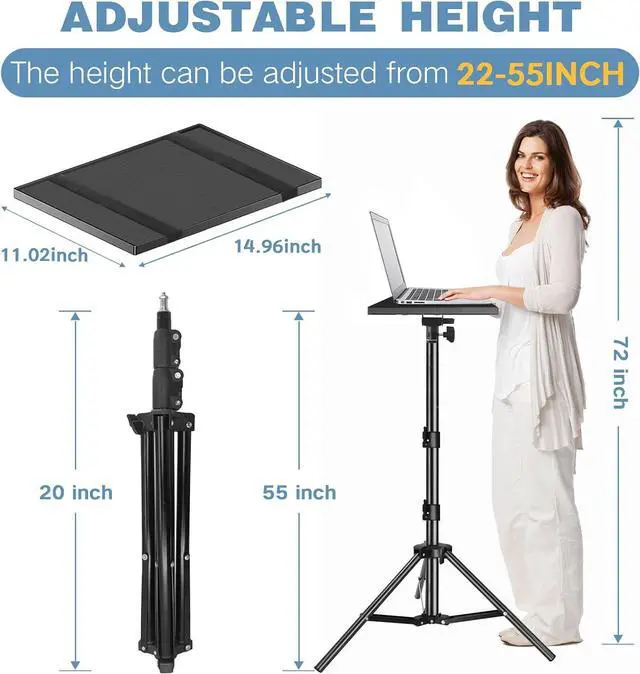 Alt view image 2 of 5 - Projector Stand, 22 to 55 Inch Laptop Stand ,Projector Tripod with Phone Holder,Tripod for Projector,DJ Equipment,Projector Stand for Outdoor Movies,Office, Home, Stage or Studio (55Inch)