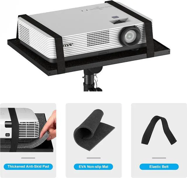 Alt view image 5 of 7 - Projector Stand Tripod from 23" to 46", Laptop Tripod Stand Height Adjustable with Gooseneck Phone Holder, Laptop Floor Stand for Office, Home, Stage, Studio, DJ Racks Holder Mount