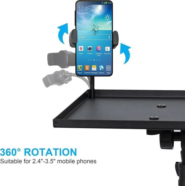 Alt view image 5 of 7 - Projector Stand Tripod, Laptop Tripod Stand Adjustable Height from 23.5 to 63.5 inches with Gooseneck Phone Holder, Laptop Floor Stand for Office, Home, Stage, Studio, DJ Racks Holder Mount