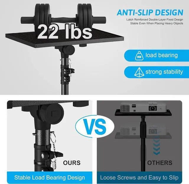 Alt view image 2 of 7 - Projector Stand Tripod, Laptop Tripod Stand Adjustable Height from 23.5 to 63.5 inches with Gooseneck Phone Holder, Laptop Floor Stand for Office, Home, Stage, Studio, DJ Racks Holder Mount