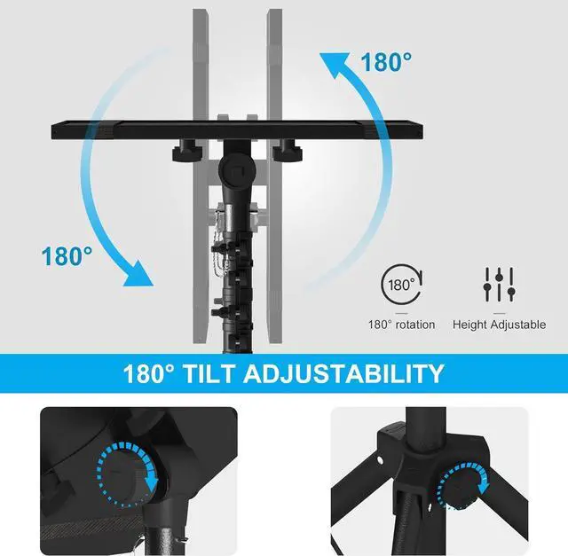 Alt view image 7 of 7 - Projector Stand Tripod, Laptop Tripod Stand Adjustable Height from 23.5 to 63.5 inches with Gooseneck Phone Holder, Laptop Floor Stand for Office, Home, Stage, Studio, DJ Racks Holder Mount