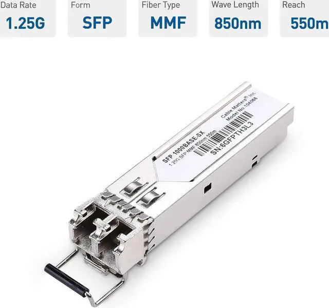 Alt view image 3 of 4 - Cable Matters 2-Pack 1000BASE-SX SFP to LC Multi Mode 1G Fiber Transceiver Modular for Cisco, Ubiquiti, TP-Link, Huawei, Mikrotik, Netgear, and Supermicro Equipment