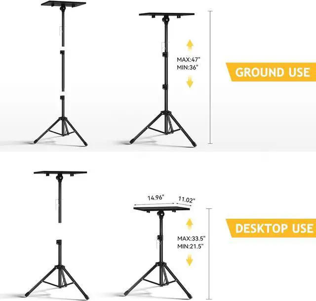 Alt view image 4 of 7 - Projector Stand Tripod - Laptop Tripod Projector Stand Adjustable Height 22 to 47 Inch, Projector Tripod Stand, Tripod for Porjector, Projector Stand for Outdoor Movies