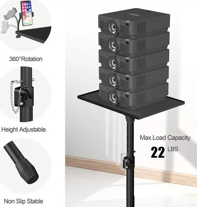Alt view image 5 of 6 - 63" Tall Projector Stand Tripod,Laptop Tripod Projector Stand Adjustable Height 22 to 63 Inches, Projector Tripod Stand, Tripod for Porjector, Projector Stand for Outdoor Movies