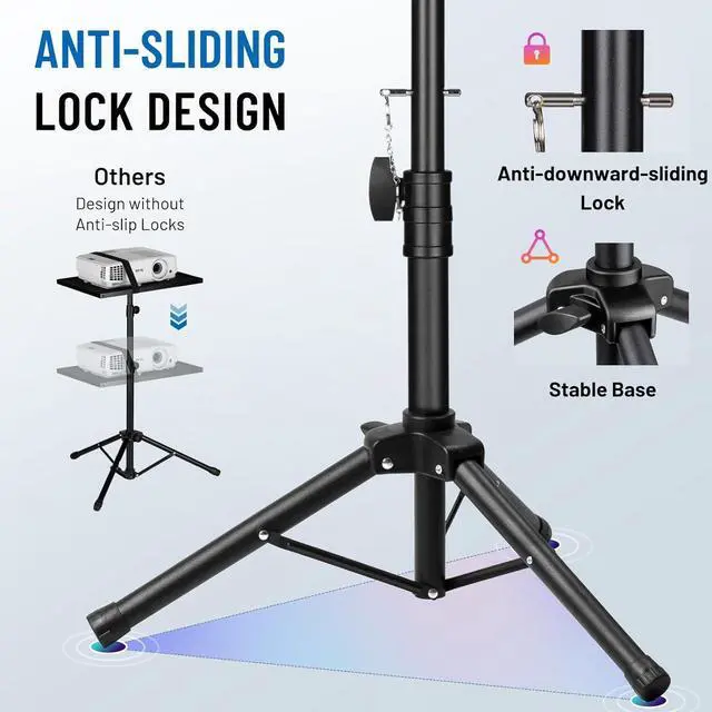 Alt view image 4 of 7 - Projector Tripod Stand Adjustable: Height 26 to 51.5in Projector Laptop Stand Portable Multifunctional DJ Rack Stand for Outdoor Movies Computer Book DJ Equipment CY0331