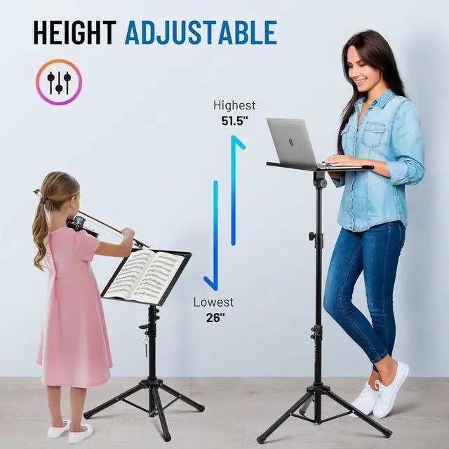 Alt view image 5 of 7 - Projector Tripod Stand Adjustable: Height 26 to 51.5in Projector Laptop Stand Portable Multifunctional DJ Rack Stand for Outdoor Movies Computer Book DJ Equipment CY0331