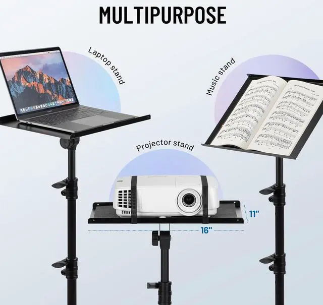 Alt view image 6 of 7 - Projector Tripod Stand Adjustable: Height 26 to 51.5in Projector Laptop Stand Portable Multifunctional DJ Rack Stand for Outdoor Movies Computer Book DJ Equipment CY0331
