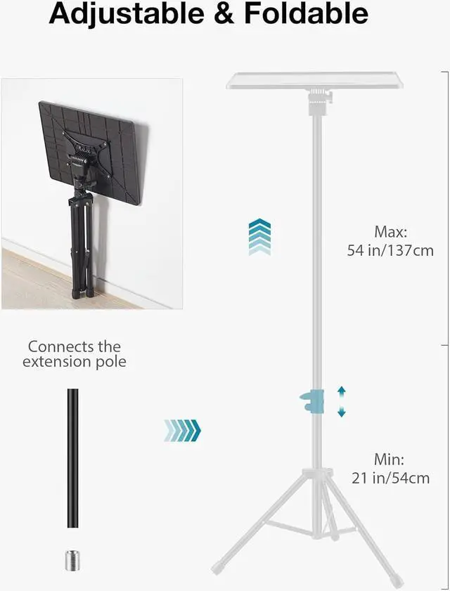Alt view image 3 of 7 - Projector Stand Tripod, 21" to 54" Height Adjustable Portable Laptop Tripod Stand Music Stand Projector Tripod for Outdoor Office Home Stage Studio Podium Computer DJ Racks