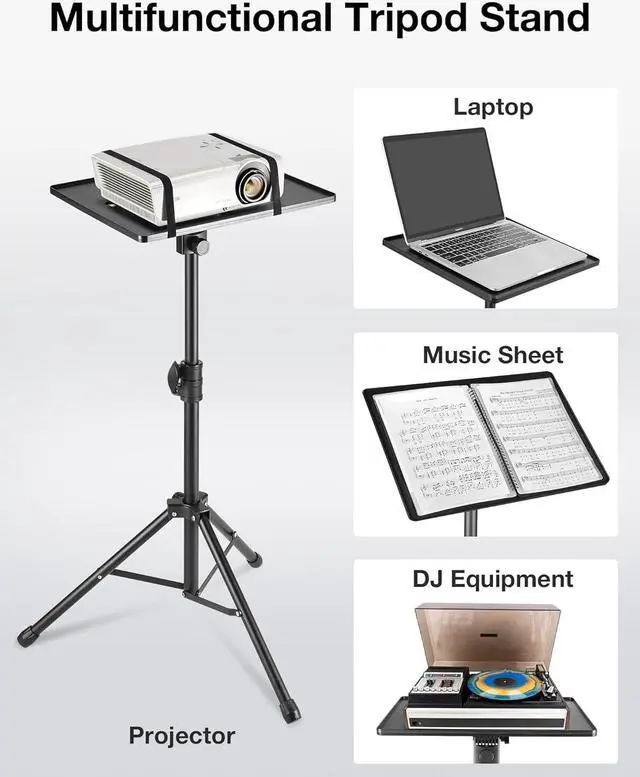 Alt view image 7 of 7 - Projector Stand Tripod, 21" to 54" Height Adjustable Portable Laptop Tripod Stand Music Stand Projector Tripod for Outdoor Office Home Stage Studio Podium Computer DJ Racks