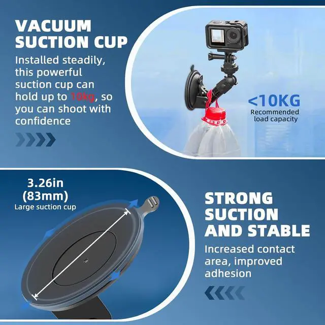 Alt view image 2 of 7 - Pocket 3 Suction Cup Mount, Windshield Window Dash Holder Kit with Expansion Adapter for Insta360 X3 X4 X2 Go 3S for GoPro Max Mini Hero 13 12 11 10 9 8 7 6 Pocket 3 2 Action 5 Pro 4 Accessories