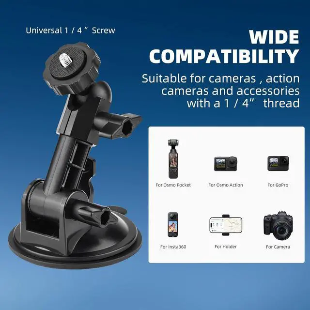Alt view image 4 of 7 - Pocket 3 Suction Cup Mount, Windshield Window Dash Holder Kit with Expansion Adapter for Insta360 X3 X4 X2 Go 3S for GoPro Max Mini Hero 13 12 11 10 9 8 7 6 Pocket 3 2 Action 5 Pro 4 Accessories