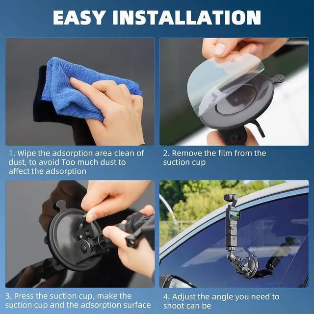 Alt view image 7 of 7 - Pocket 3 Suction Cup Mount, Windshield Window Dash Holder Kit with Expansion Adapter for Insta360 X3 X4 X2 Go 3S for GoPro Max Mini Hero 13 12 11 10 9 8 7 6 Pocket 3 2 Action 5 Pro 4 Accessories