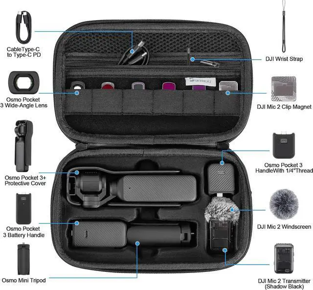 Alt view image 2 of 7 - Osmo Pocket 3 Case, Portable PU Storage Protective Bag for DJI Osmo Pocket 3 Creator Combo Accessories
