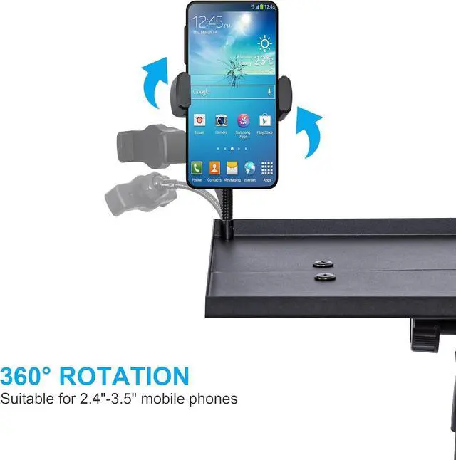 Alt view image 3 of 7 - Projector Stand Tripod From 23.5" to 46.5" Adjustable Height, Laptop Tripod Stand with Gooseneck Phone Holder, Laptop Floor Stand for Office, Home, Stage, Studio Holder