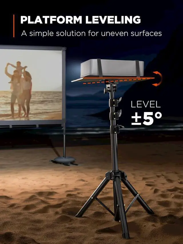 Alt view image 3 of 7 - Projector Tripod Stand, Foldable Projector Stand, Multipurpose Laptop Stand with Removable Mouse Tray, Adjustable Height 25-63 inch, Outdoor Movie Projector Stand, AMPS03