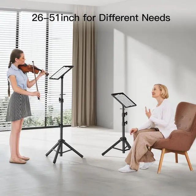 Alt view image 6 of 7 - Height Adjustable Projector Tripod Stand for 26 to 51 in, Foldable Laptop Tripod Stand, Portable Outdoor Projector Stand for Laptop, Projector, DJ, or Sheet Music-AMPS02