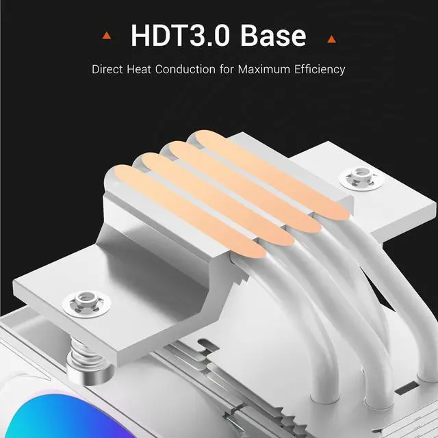 Alt view image 4 of 7 - ARGB Air CPU Cooler, 4 Next-Gen Heatpipes Air Cooler, Hydraulic Bearing 2200RPM High Pressure 92mm Fan, 180W TDP CPU Air Cooler,for AMD AM4/AM5/Intel LGA 115X/1200/1700/18XX White