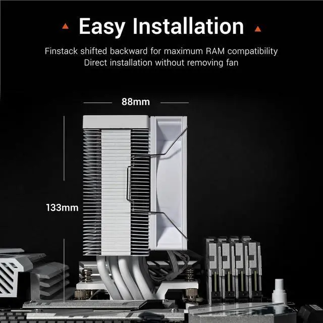 Alt view image 5 of 7 - ARGB Air CPU Cooler, 4 Next-Gen Heatpipes Air Cooler, Hydraulic Bearing 2200RPM High Pressure 92mm Fan, 180W TDP CPU Air Cooler,for AMD AM4/AM5/Intel LGA 115X/1200/1700/18XX White