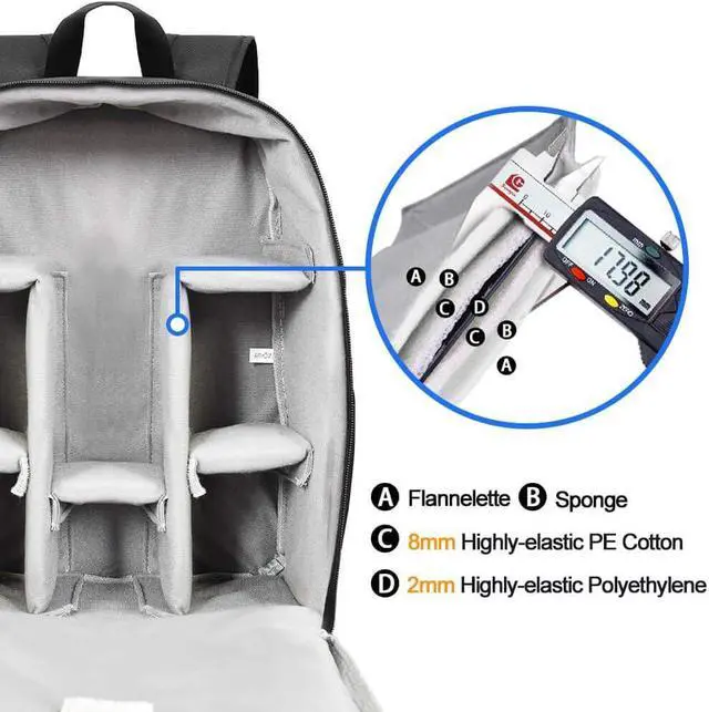 Alt view image 3 of 7 - Camera Backpack Bag Professional for DSLR/SLR Mirrorless Camera Waterproof, Camera Case Compatible for Sony Canon Nikon
