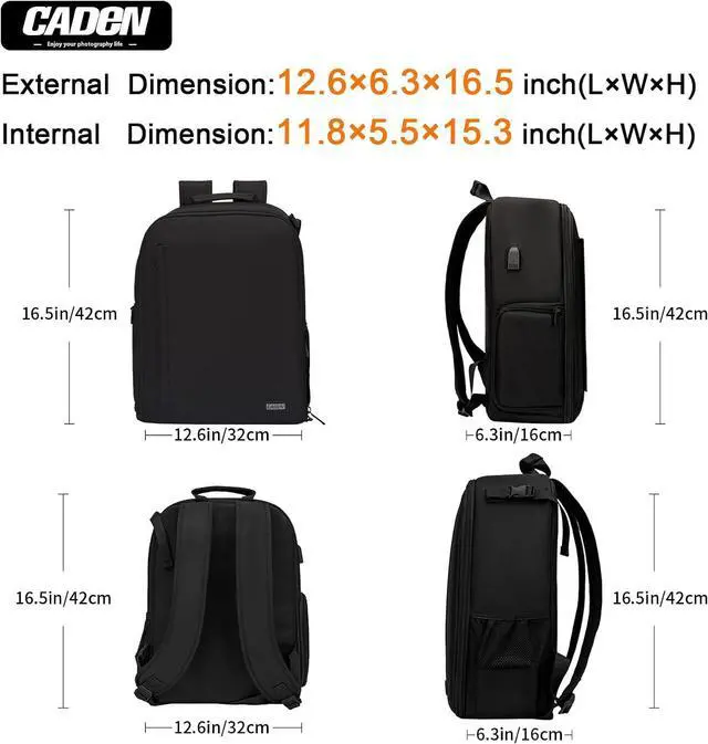 Alt view image 7 of 7 - Camera Backpack Bag with Laptop Compartment 15.6" for DSLR/SLR Mirrorless Camera Waterproof, Camera Case Compatible for Sony Canon Nikon Camera and Lens Tripod Accessories Black